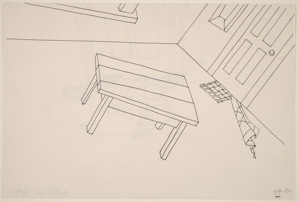 Basket, Table, Door, Window, Mirror, Rug #41 [recto]