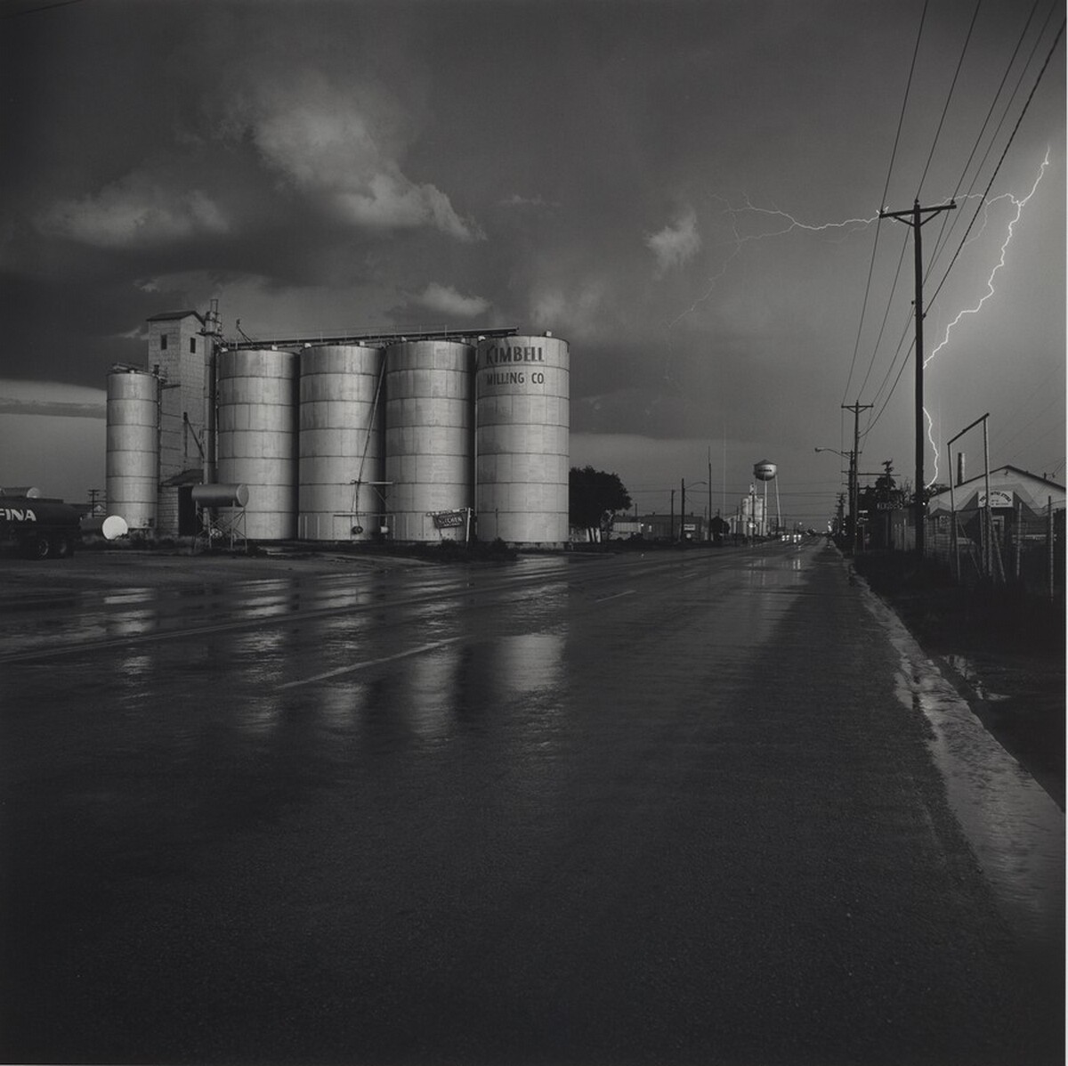 Grain Elevator and Lightning Flash, Lamesa, Texas