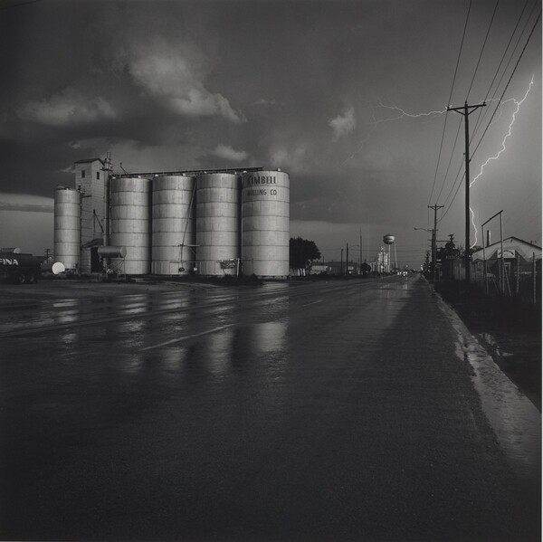 Grain Elevator and Lightning Flash, Lamesa, Texas
