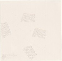 The Location of a Straight Black Line, a Not-Straight Yellow Line, a Broken Red Line and a Straight Blue Line, Sol LeWitt, 1975