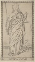 Justicia (Justice), Master of the E-Series Tarocchi, c. 1465