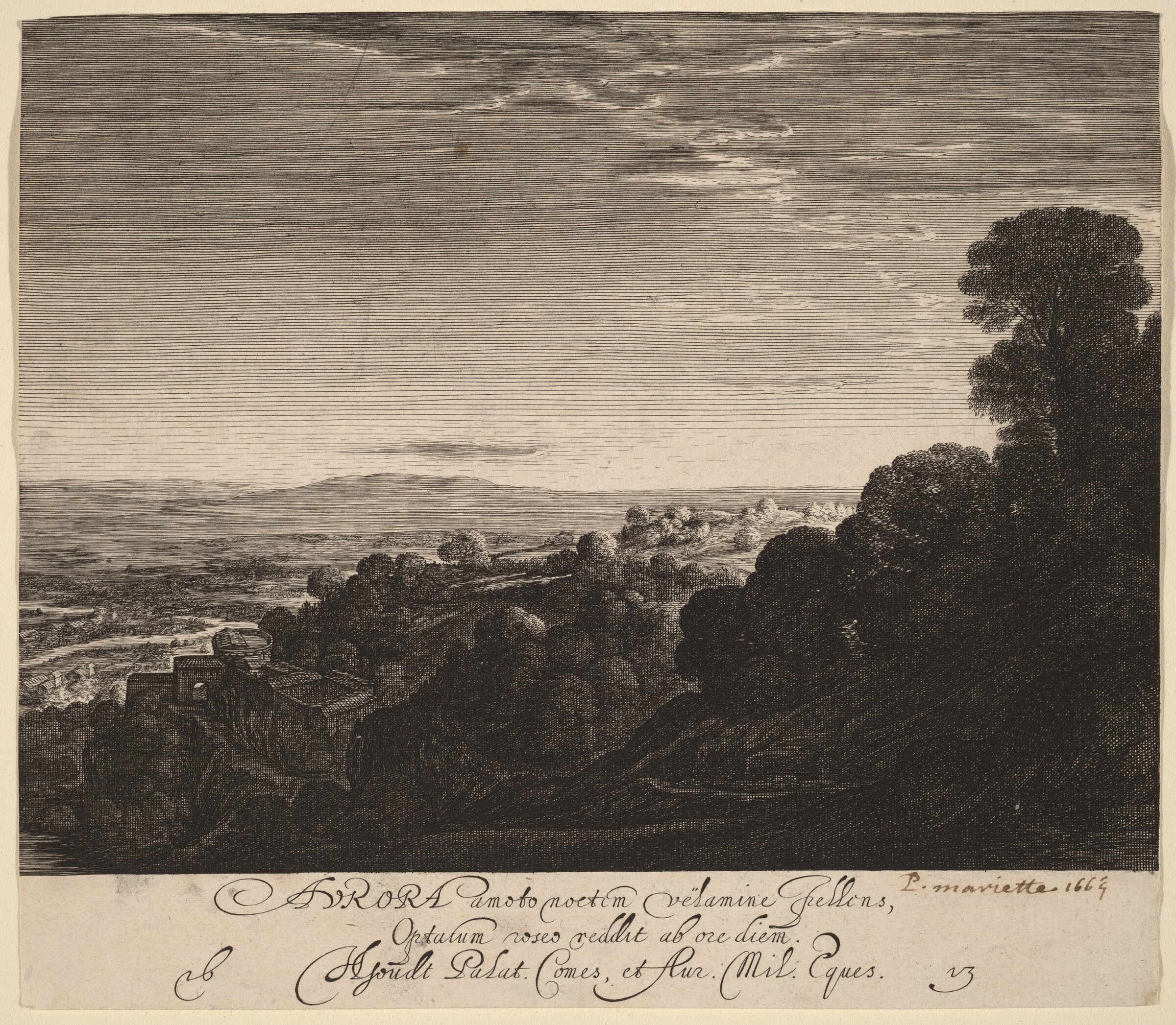 Landscape at Dawn: Aurora, Hendrik Goudt after Adam Elsheimer, 1613
