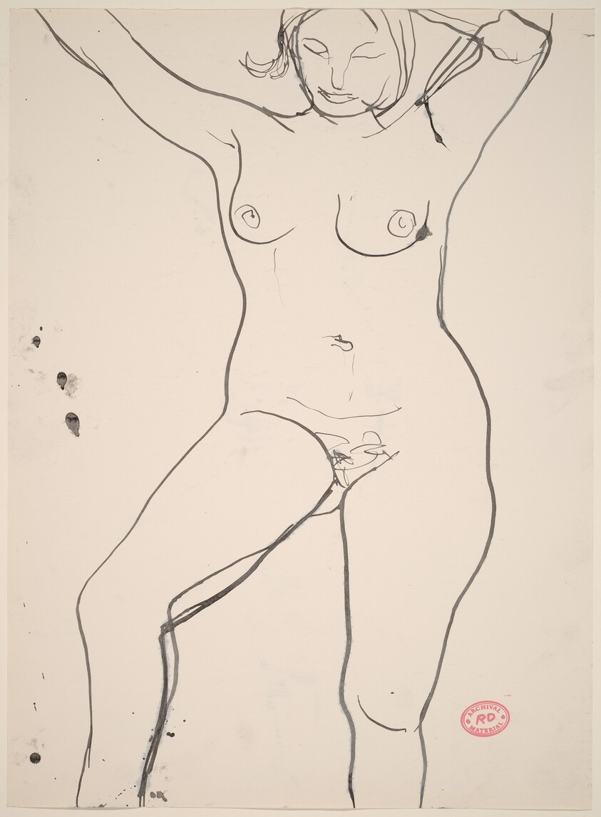 Untitled [standing female nude with arms raised]