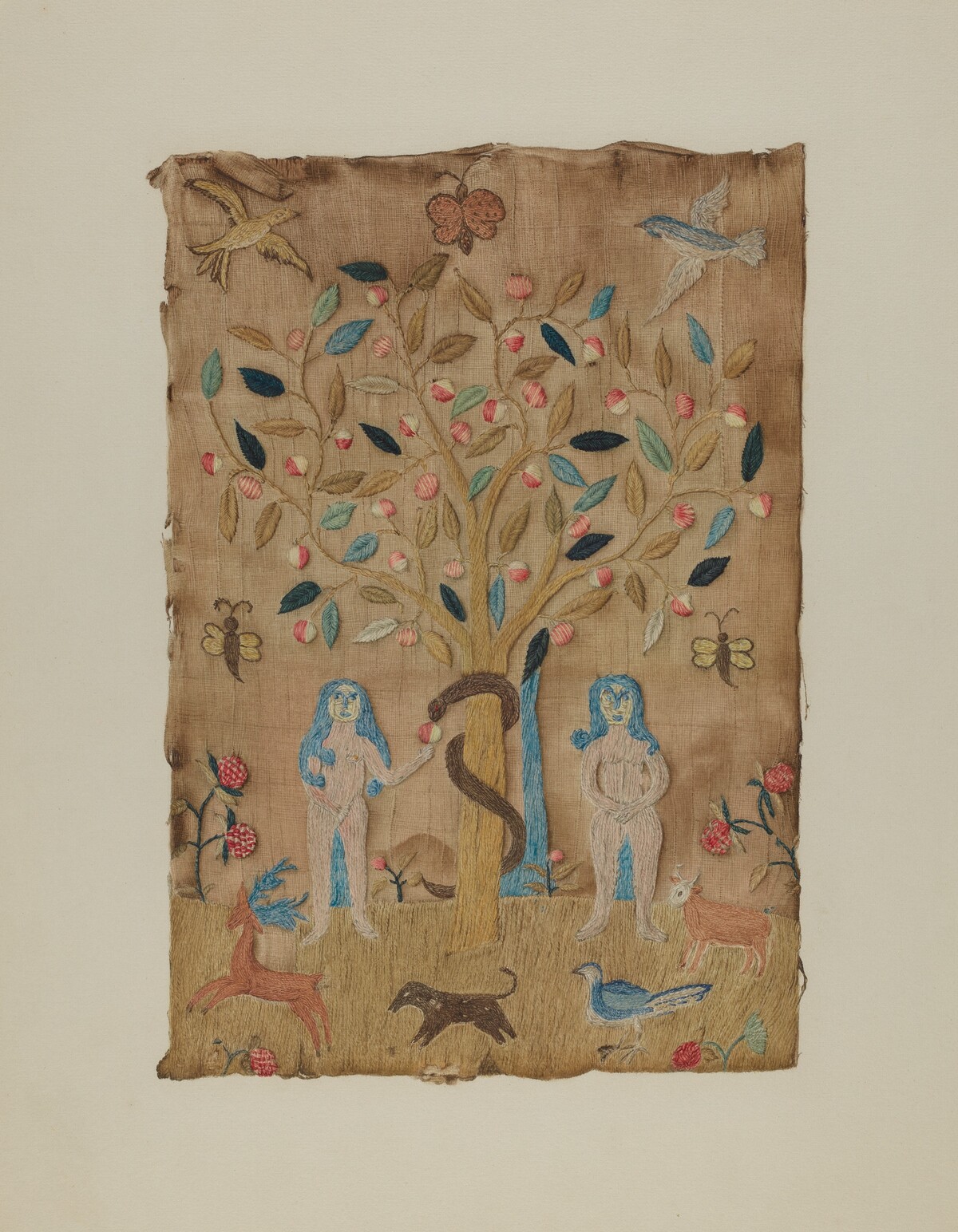 Adam & Eve Embroidered Picture