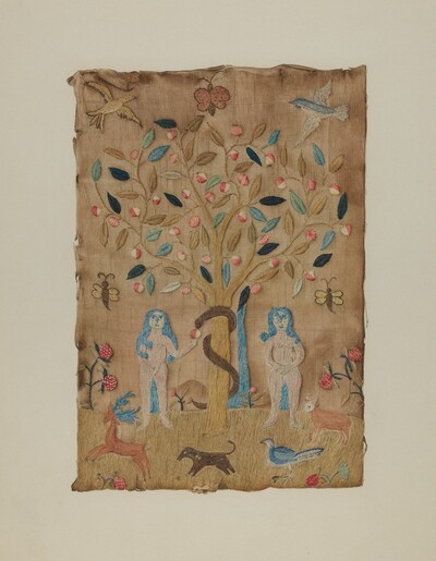 Adam & Eve Embroidered Picture