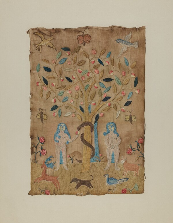 Adam & Eve Embroidered Picture