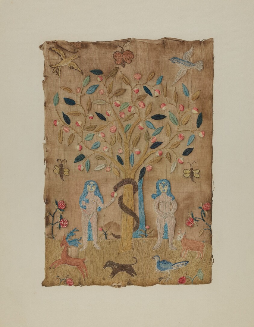 Adam & Eve Embroidered Picture