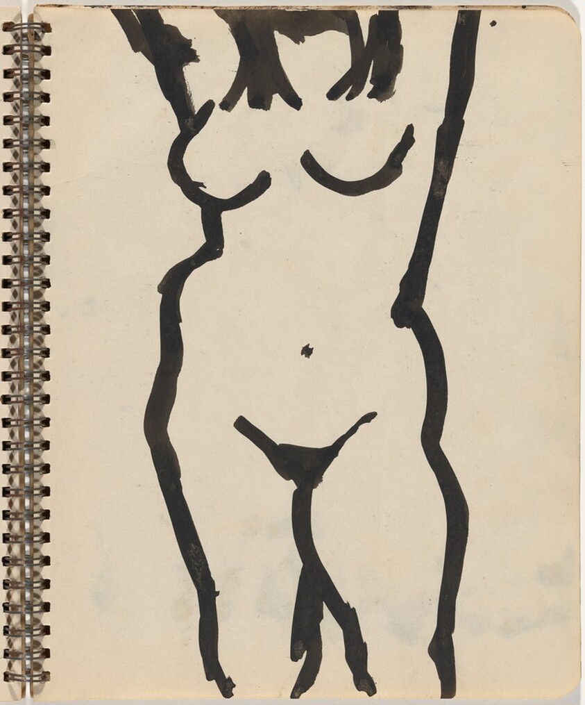 Standing Female Nude with Arms Raised