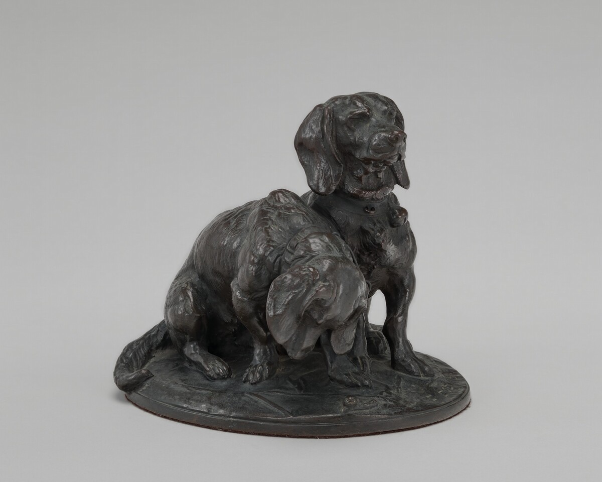 Two Seated Basset Hounds