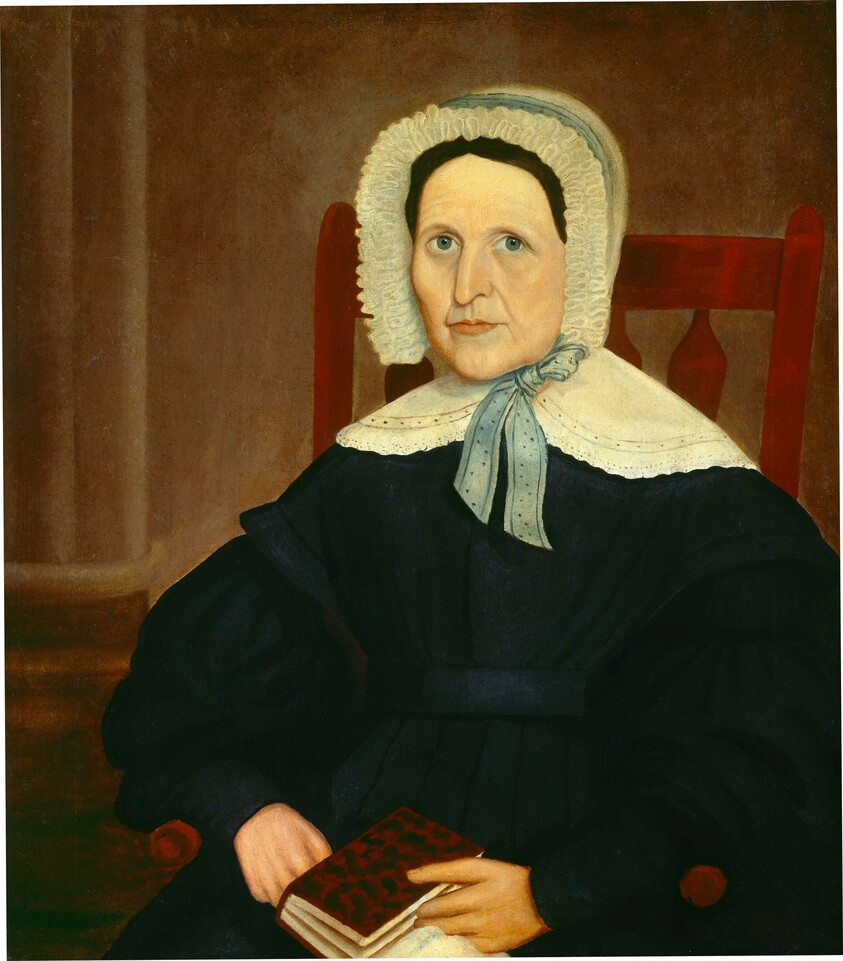 Woman in Red Arrowback Chair