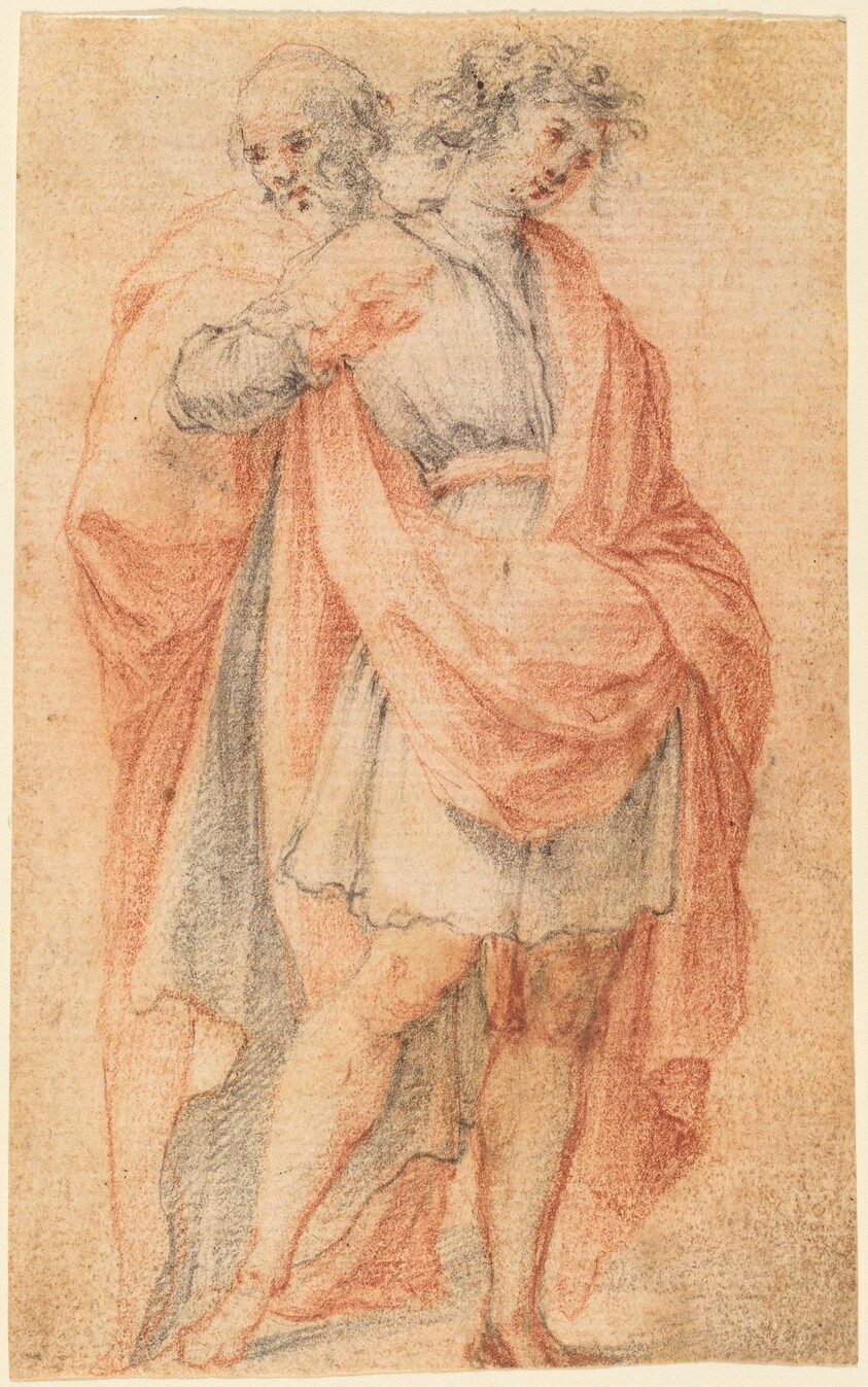 Two Male Figures: A Youth and an Old Man
