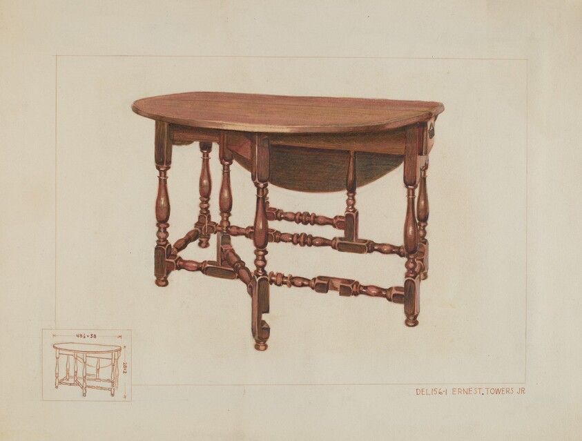 Eight Leg Table with Drawer