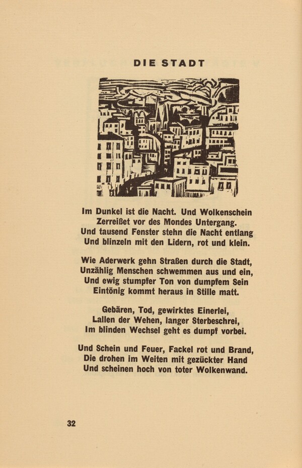 Die Stadt (The City) (headpiece, page 32) from Georg Heym: Umbra Vitae (Georg Heym: The Shadow of Life)