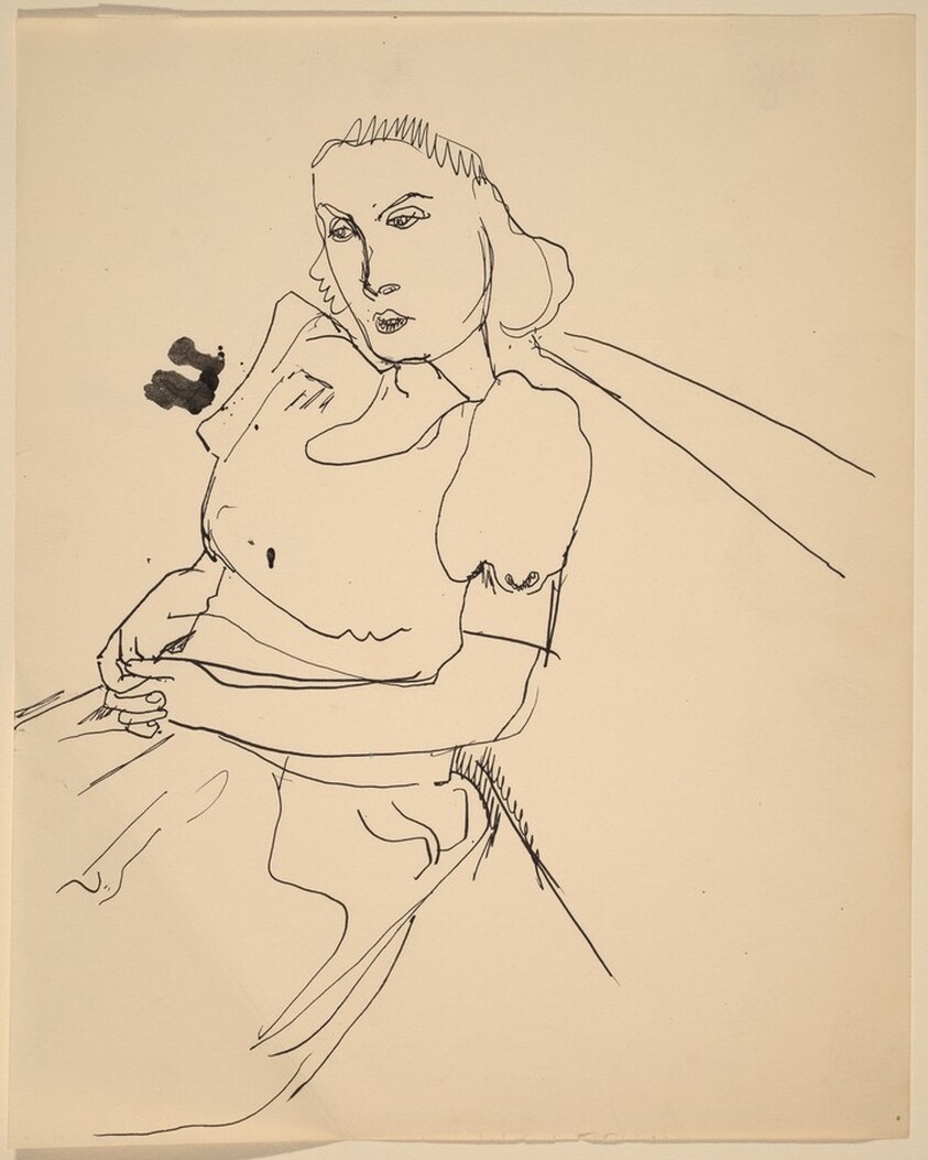 Seated Woman Turned to the Left, Hands Folded on Lap