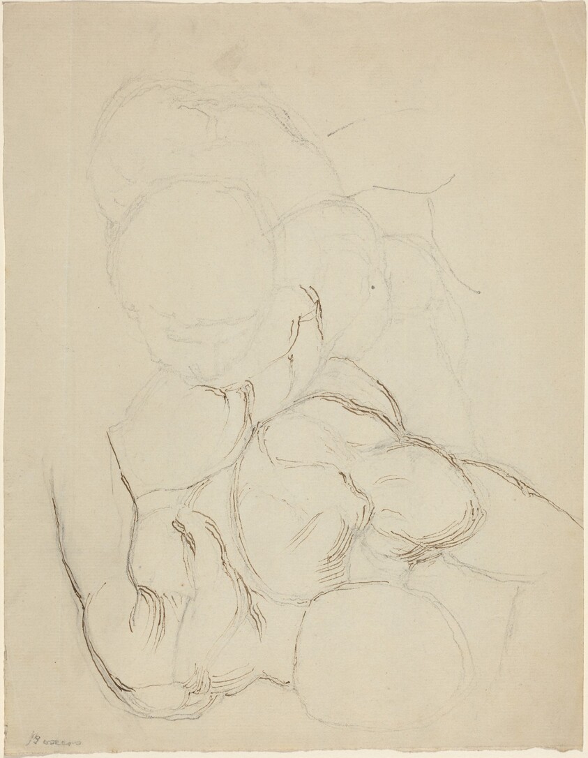 Two Male Nudes seen from Above