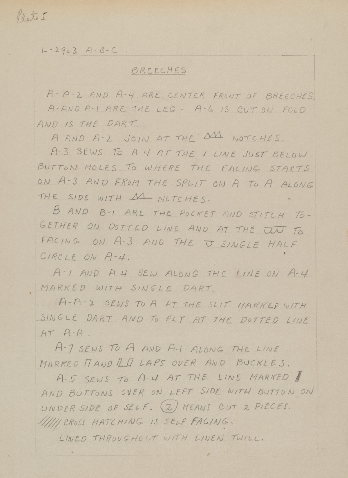 Written Instructions for Making a Suit