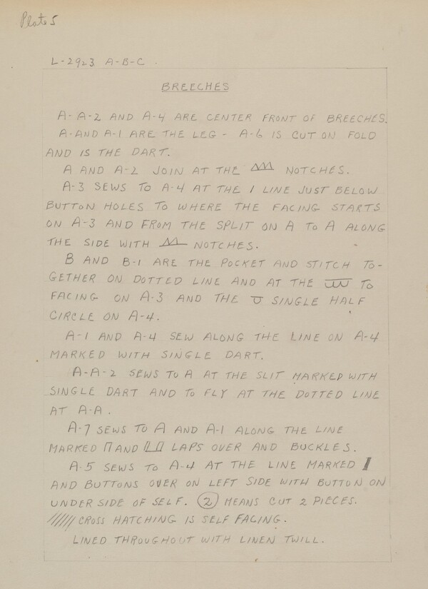 Written Instructions for Making a Suit