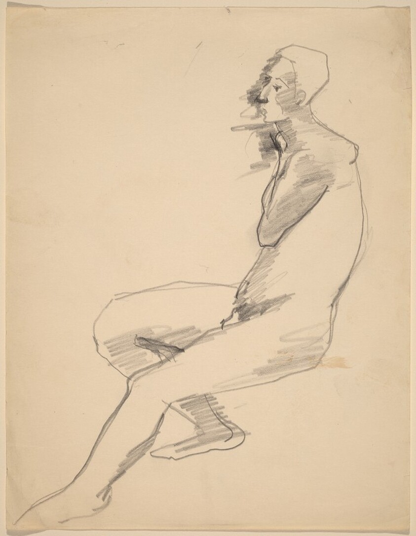 Side View of Seated Nude Facing Left