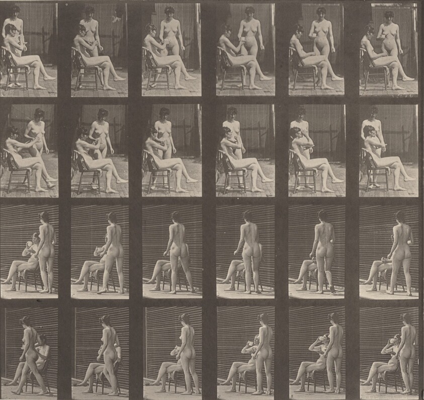 Plate Number 451. Woman brings a cup of tea; another takes the cup and drinks