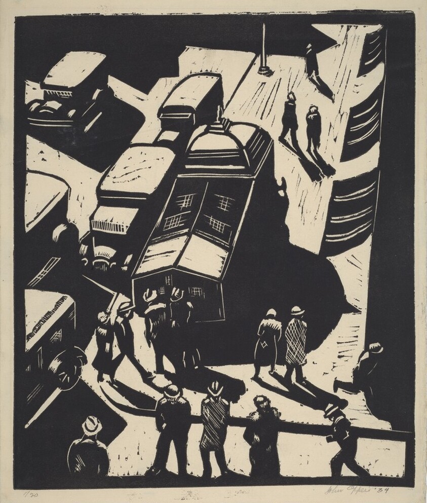 Untitled (Urban Scene with Subway Entrance)