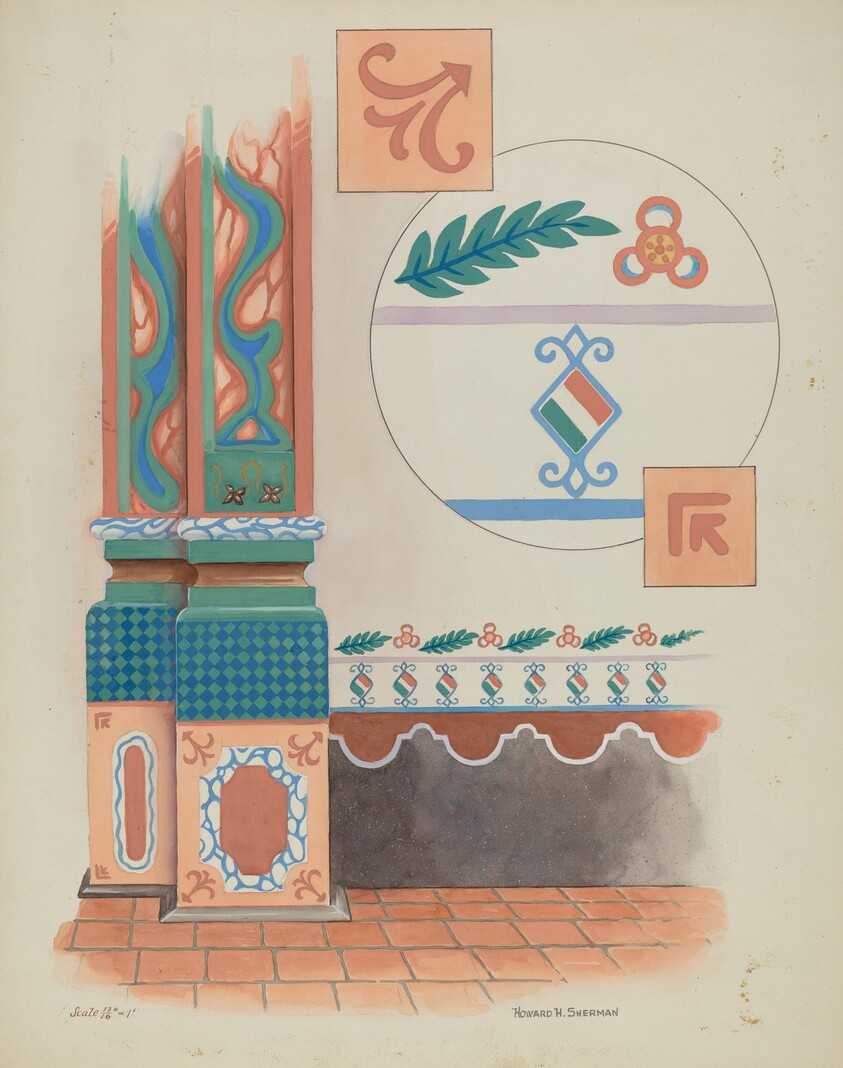 Pilaster and Sidewall in Church San Luis Rey Mission