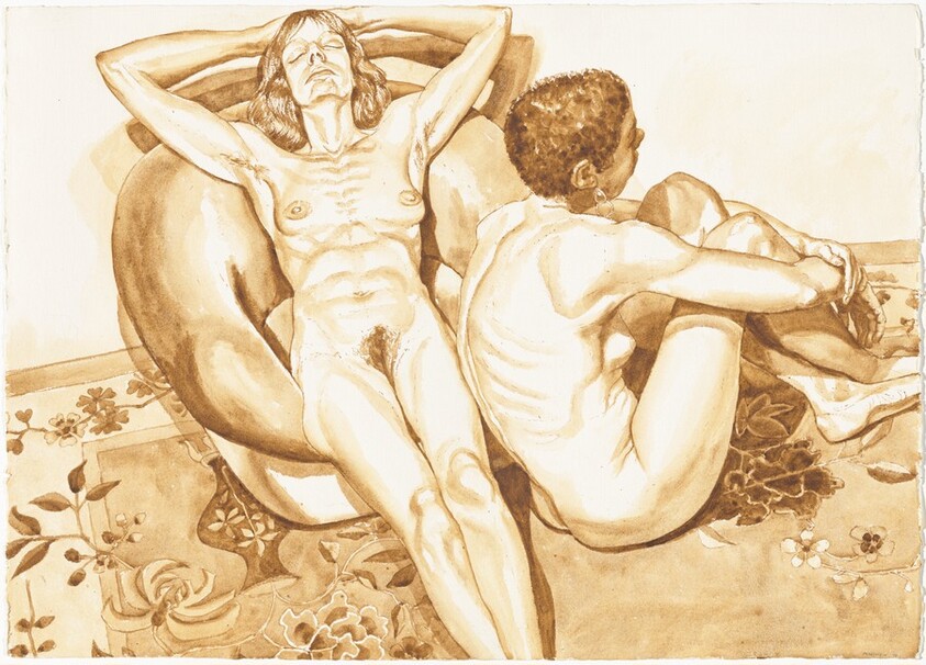 Two Nudes with Flowered Rug