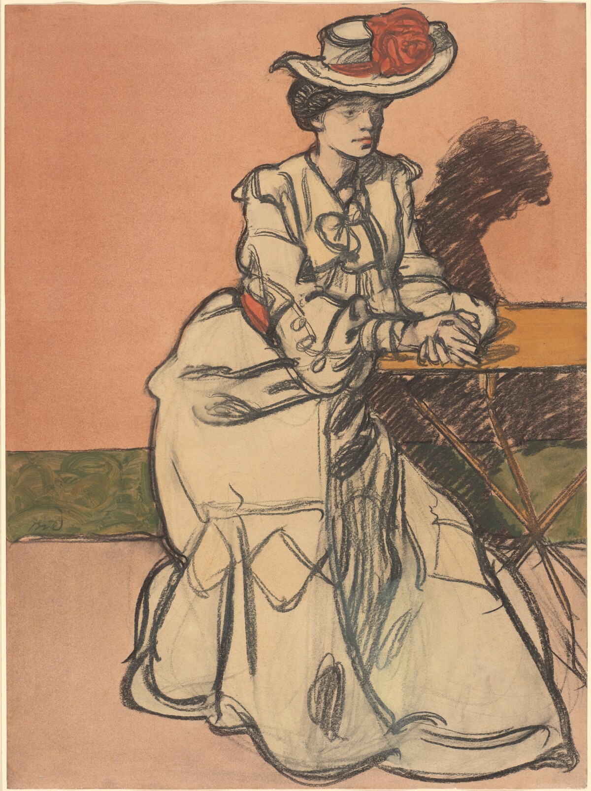 An Elegant Parisiènne Seated in a Café