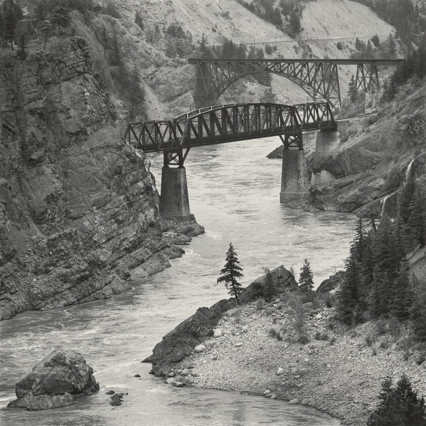 GFB 68 7A, Canadian Pacific Railway (Foreground) and Canadian National Railway (Background), Bridges over Fraser River, Siska Creek, British Columbia