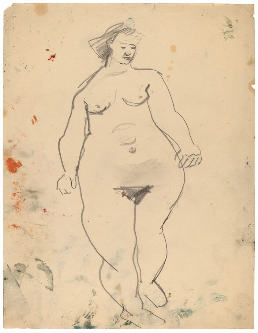 Standing Female Nude, Eyes Cast Down to Left