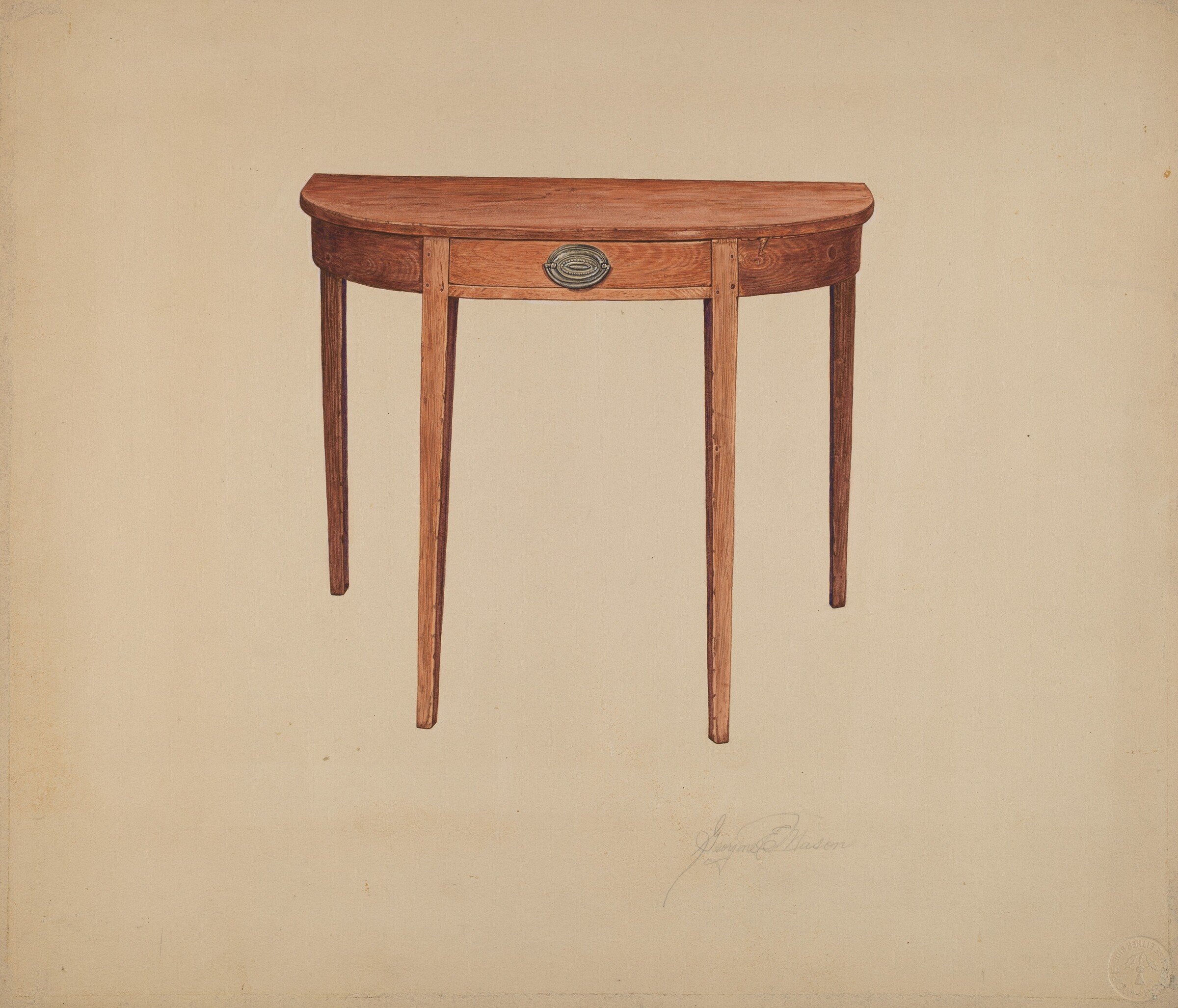 Half-round Table, Georgine E. Mason, c. 1940