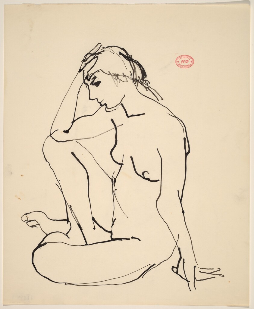 Untitled  [seated nude with right hand to her forehead]
