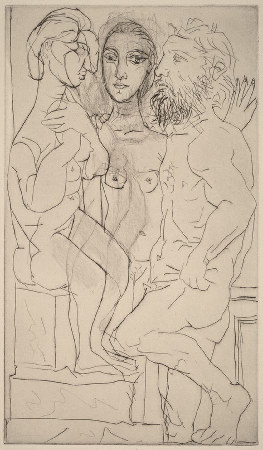 Sculptor, Model, and Sculpture (Sculpteur, modèle et sculpture: femme assise)