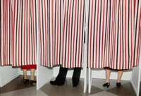 Joan, Walter and Eleanor Mondale Vote in the Presidential Election, Afton, Minnesota, Diana Walker, November 6, 1984, printed 2024
