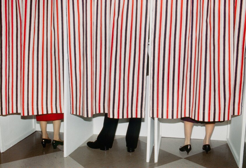 Joan, Walter and Eleanor Mondale Vote in the Presidential Election, Afton, Minnesota