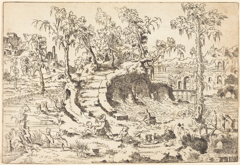 Putti Playing in a Fanciful Landscape