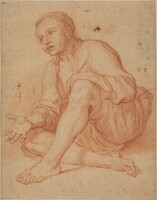 Young Peasant Seated on the Ground [recto], Attributed to Giuseppe Maria Crespi