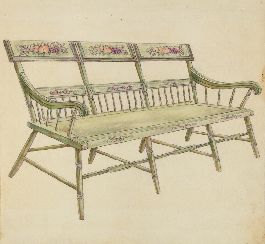 Sheraton Painted Three-Back Settee