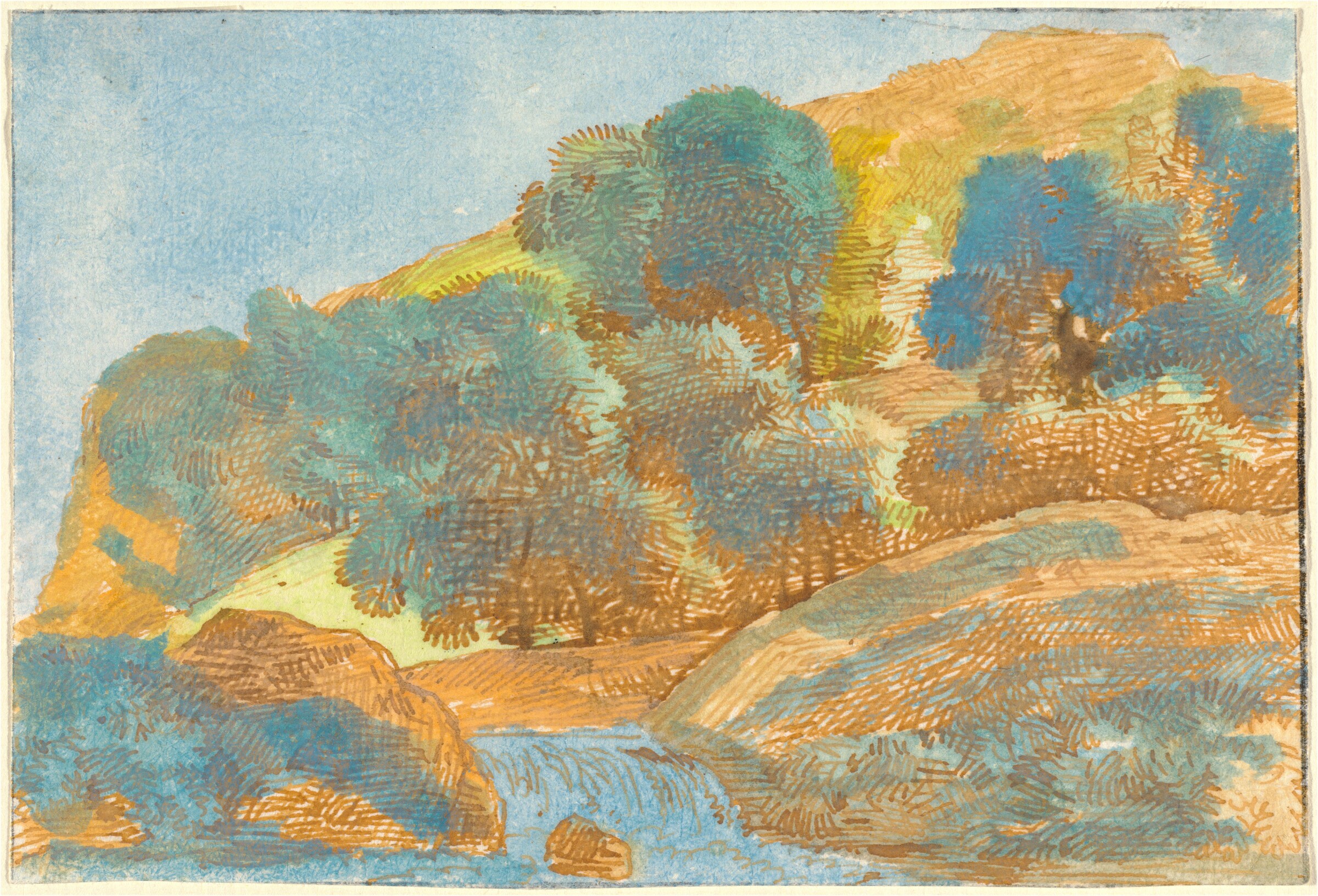 Hilly Landscape with a Stream, Franz Innocenz Josef Kobell, 1800/1805