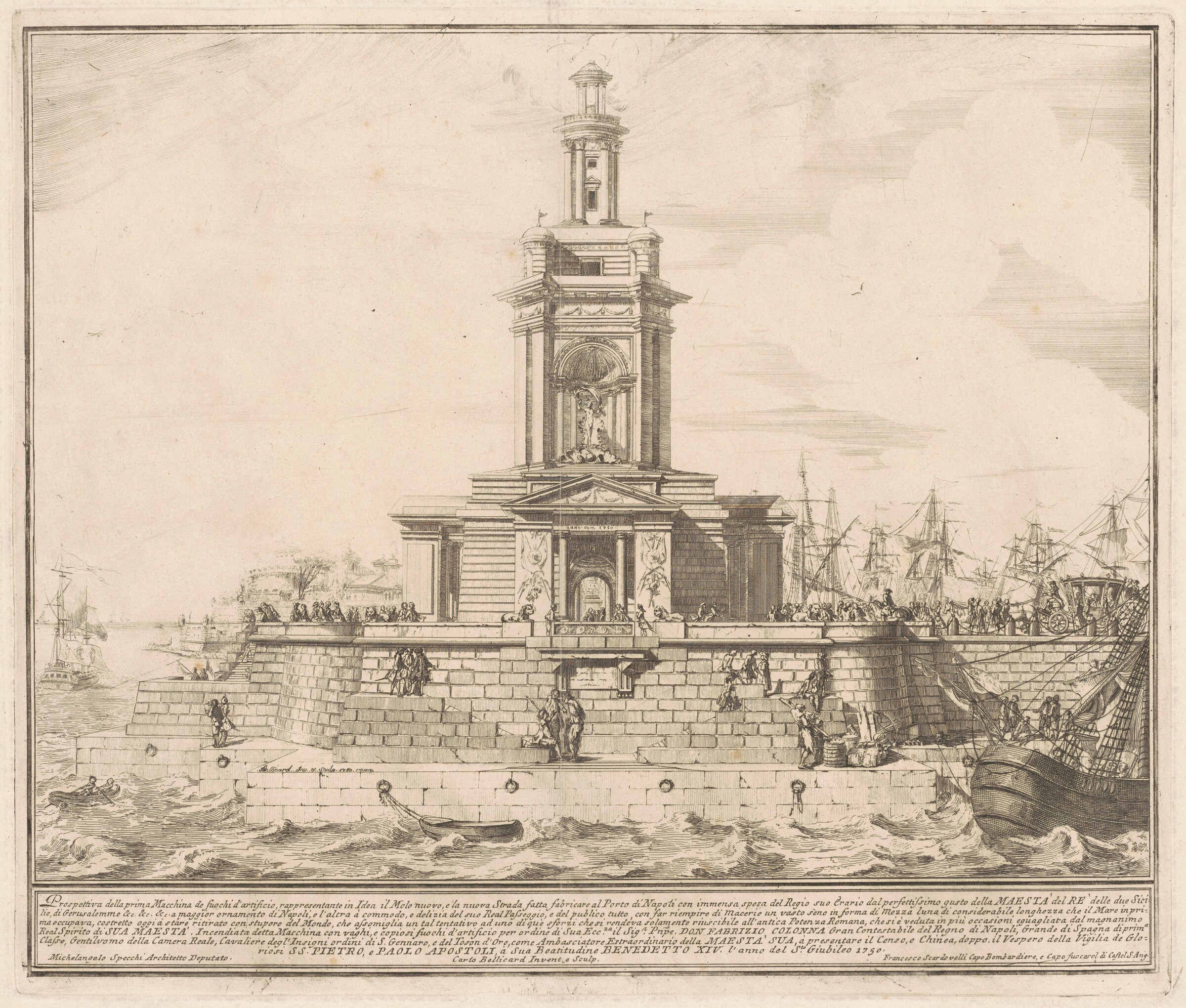 The Prima Macchina for the Chinea of 1750: The New Pier of Naples, Jérôme Charles Bellicard, after Michelangelo Specchi, 1750