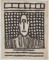 Untitled (Man on Patterned Background) [verso], James Castle, n.d.