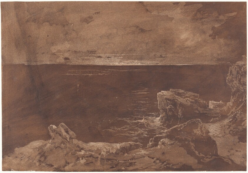 A Rocky Coast by Moonlight