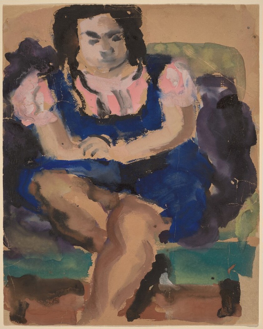Seated Woman in a Blue Dress