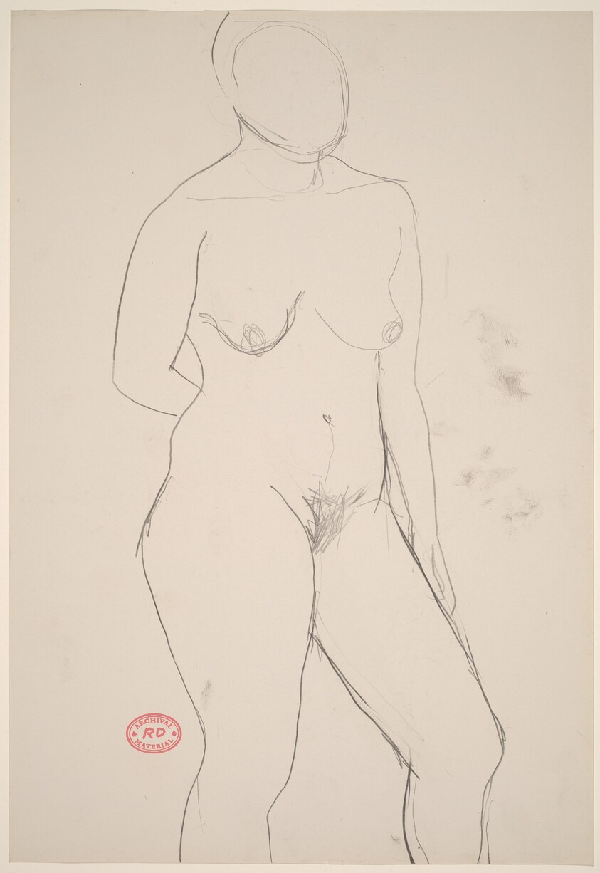Untitled [standing female nude with right arm behind back]