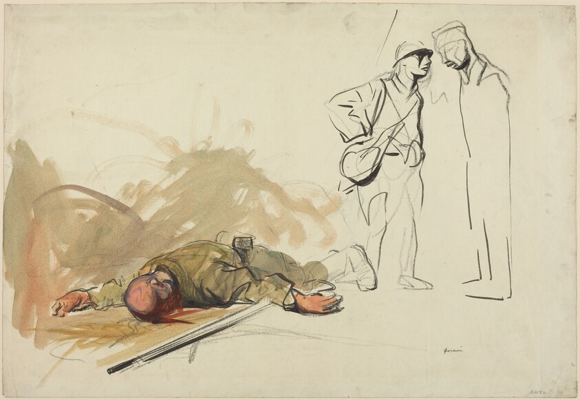 a) Dead German Soldier (recto); b) Head of a Soldier (verso)