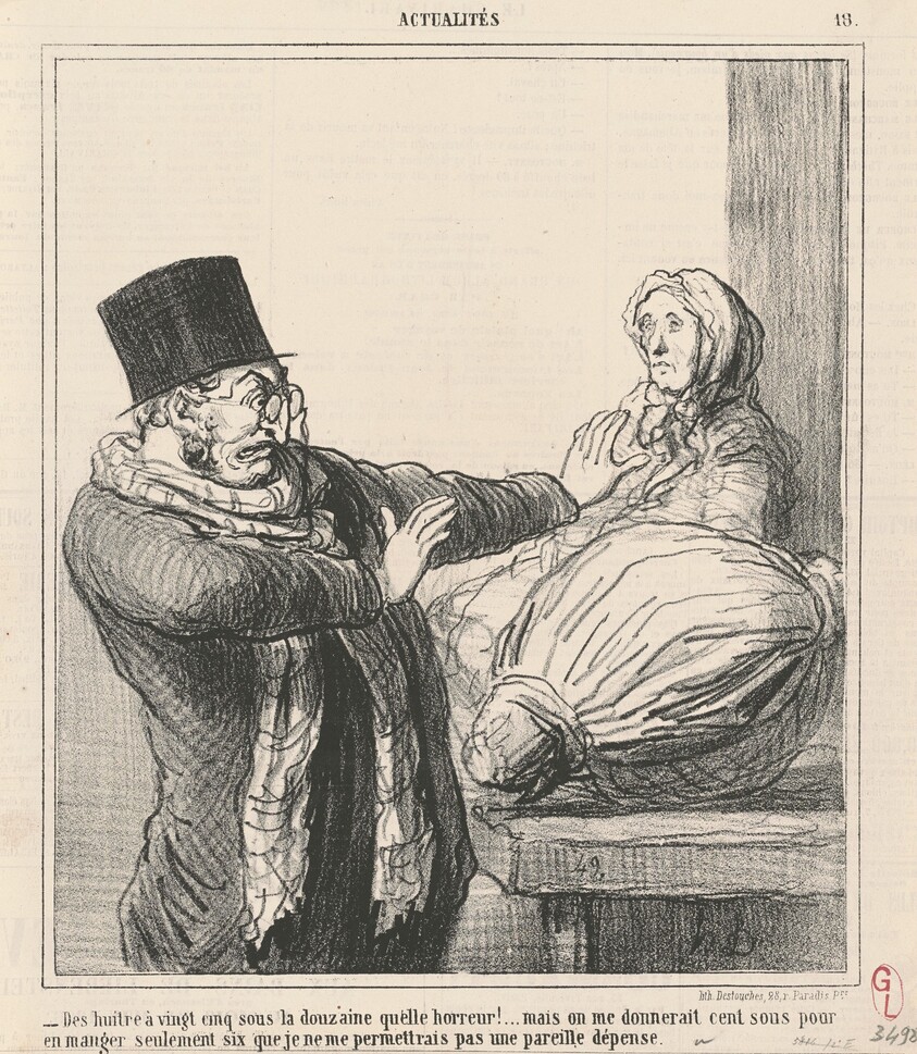 Des huitres a vingt-cinq sous la douzaine ... !