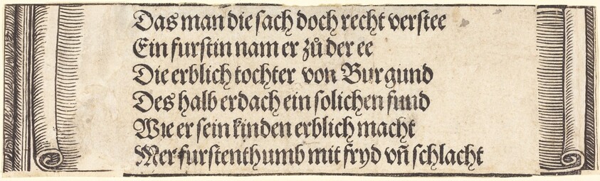 Printed text for "The Betrothal of Maximilian with Mary of Burgundy"