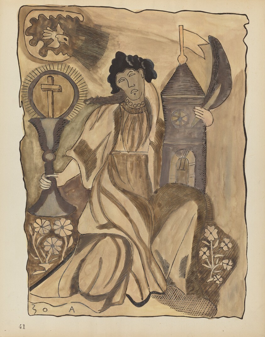 Plate 41: Saint Barbara: From Portfolio "Spanish Colonial Designs of New Mexico"