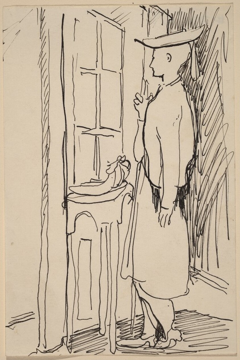 Woman Wearing Hat, Standing before a Window