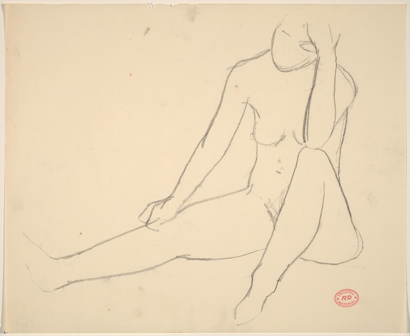 Untitled [seated female nude with elbow on knee]