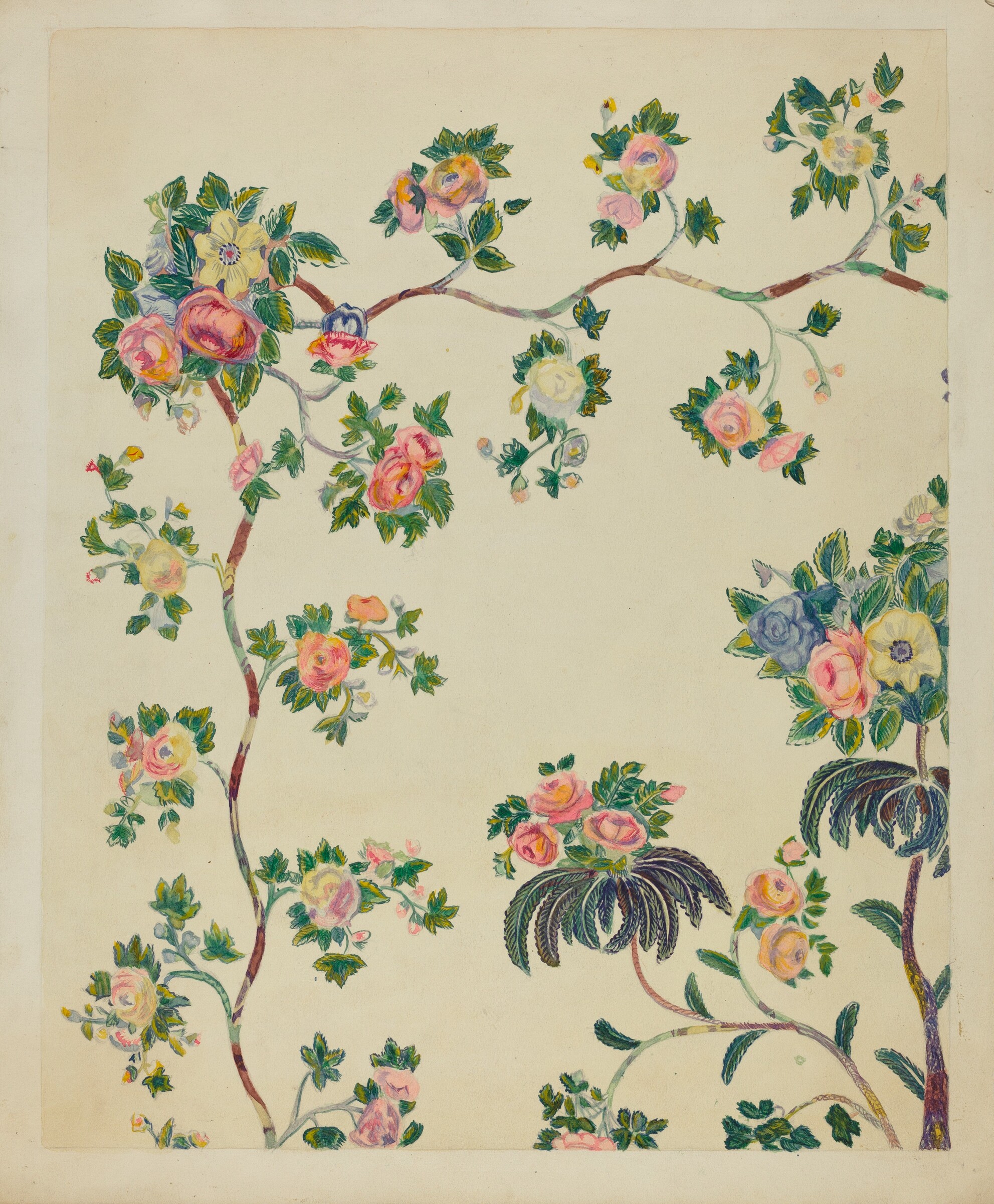 Appliqued Coverlet - Tree Design, Ernest A. Towers, Jr., c. 1936